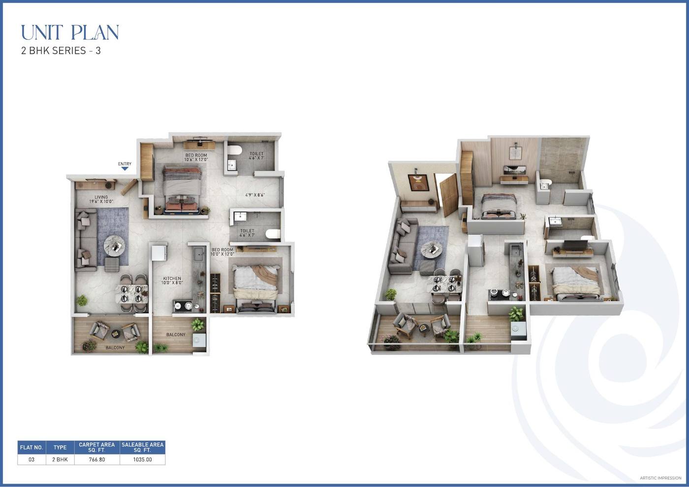 2 BHK Series 3 floor plan