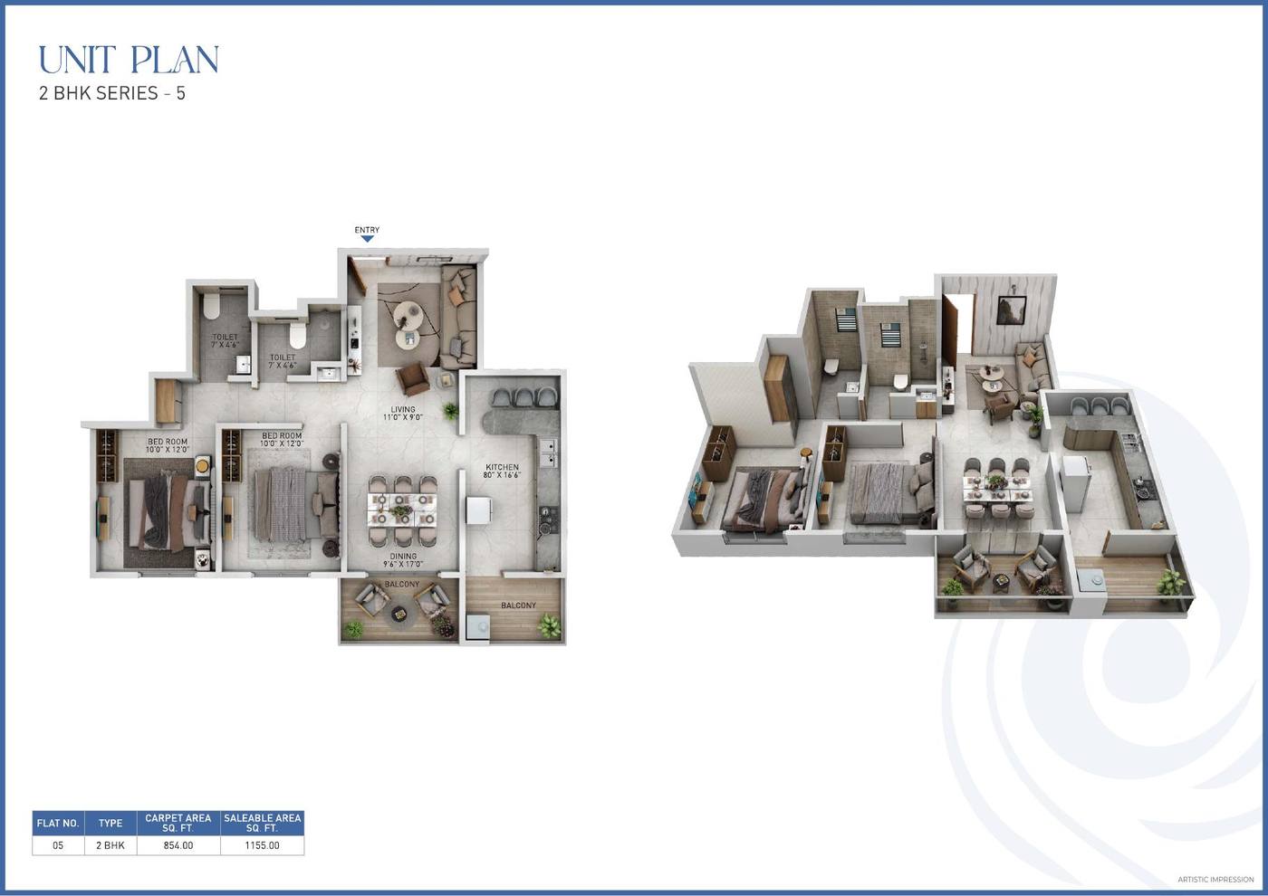 2 BHK Series 5 floor plan